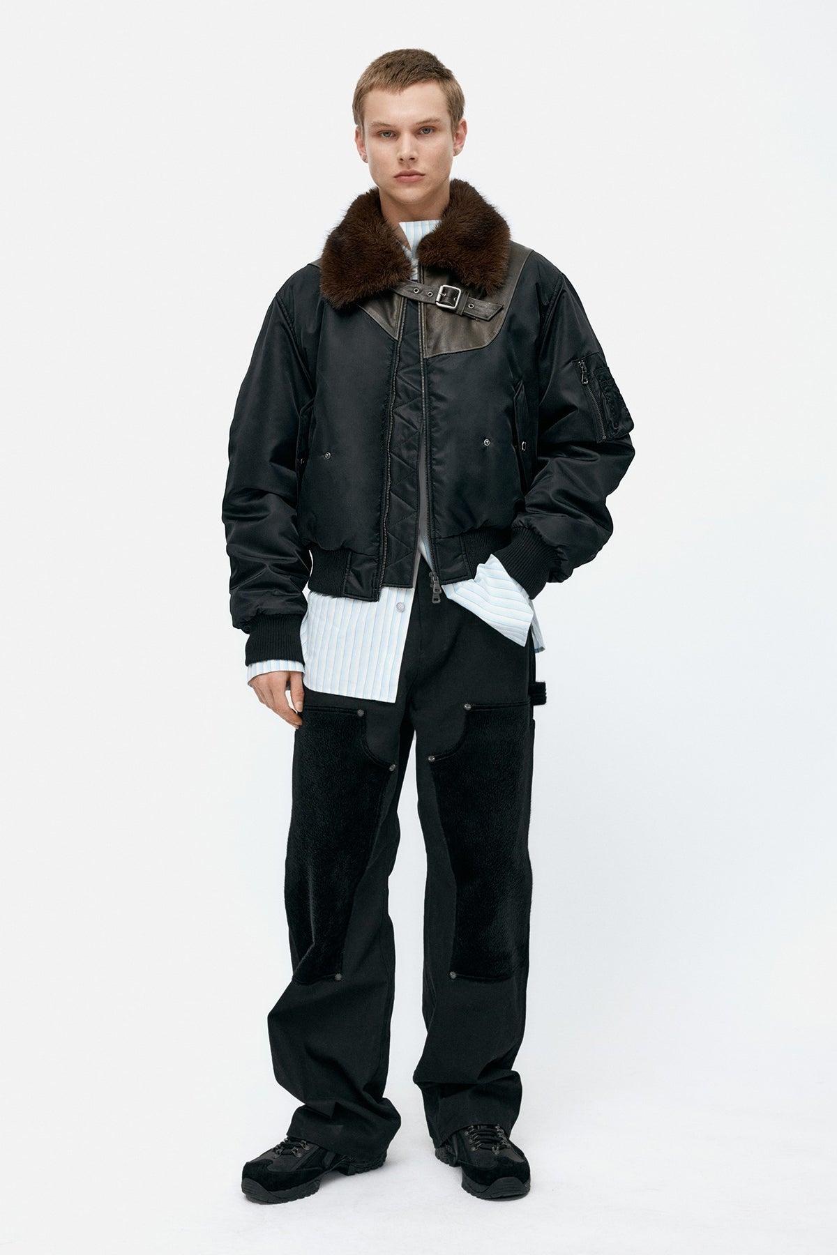 Andersson Bell Fur Collar Leather Patch MA-1 Bomber