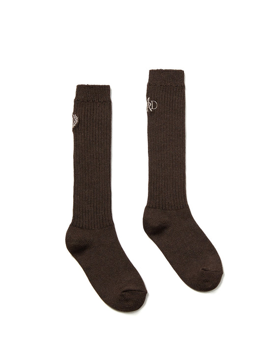 LONG SOCKS MRD LOGO_DARKBROWN KHAKI