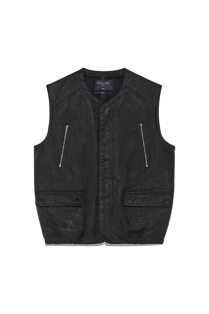 Matinkim Coated Cotton Vest For Men IN Charcoal