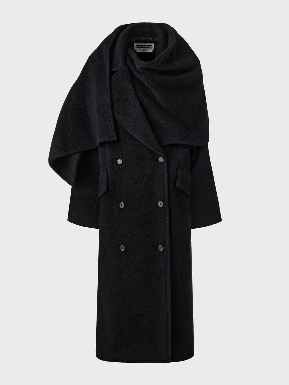 EENK Muffler Double Long Coat - Black