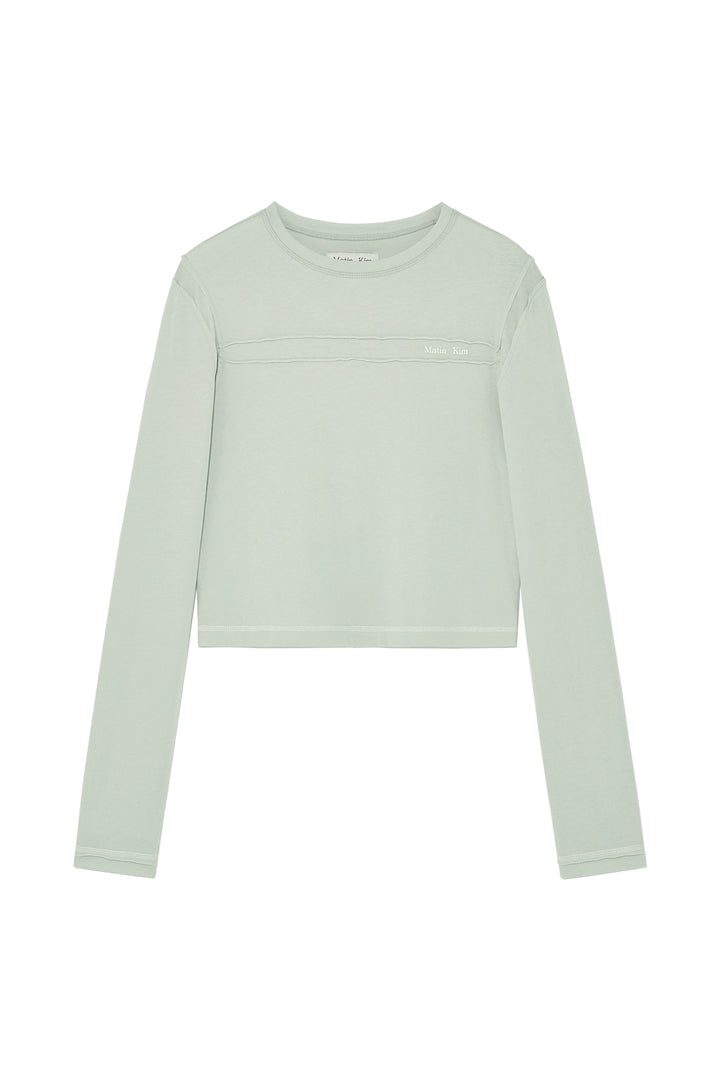 Matinkim Cut Line Detail Long Sleeve Logo Top IN Mint