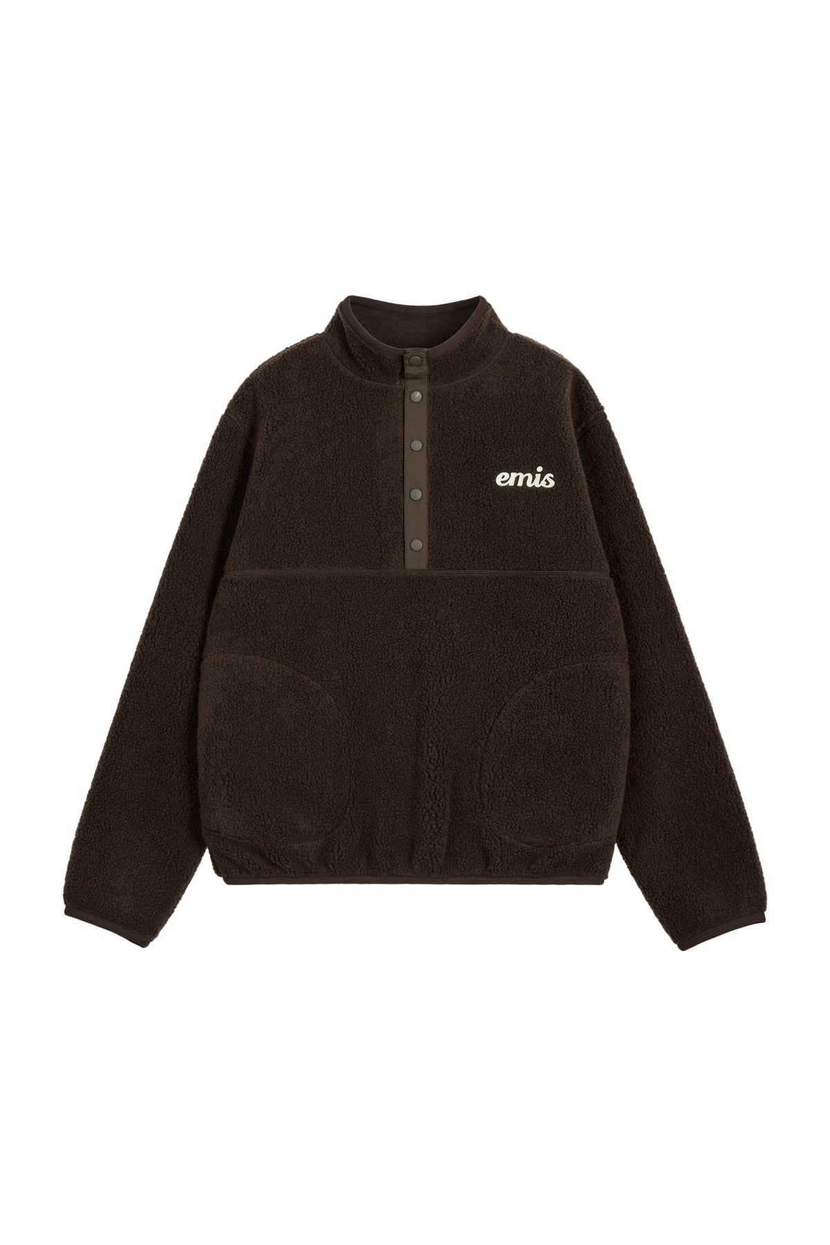 EMIS Oversized Half Neck Fleece Top-Brown