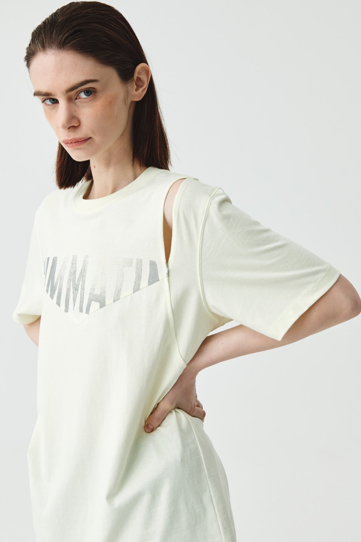 Matinkim Cutting Logo Print Oversize T-Shirt IN Lime