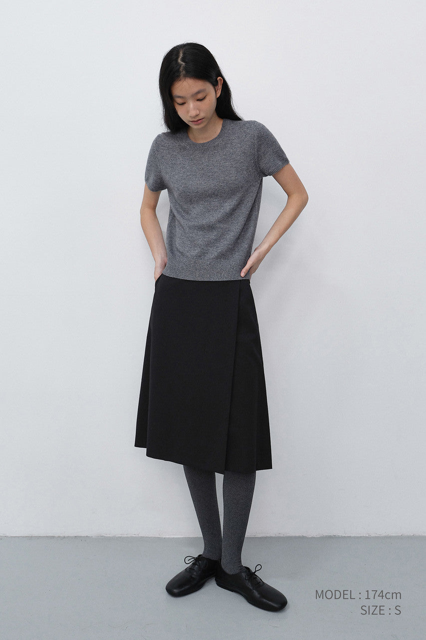 Dunst Half Sleeve Knit Top Melange Grey