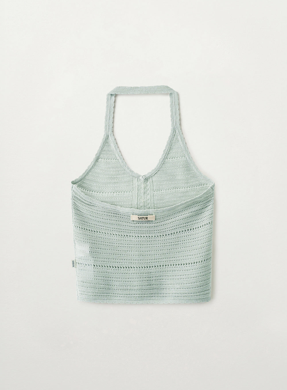 Satur (W) Crochet Halter Neck Knit Bustier - Sky Blue