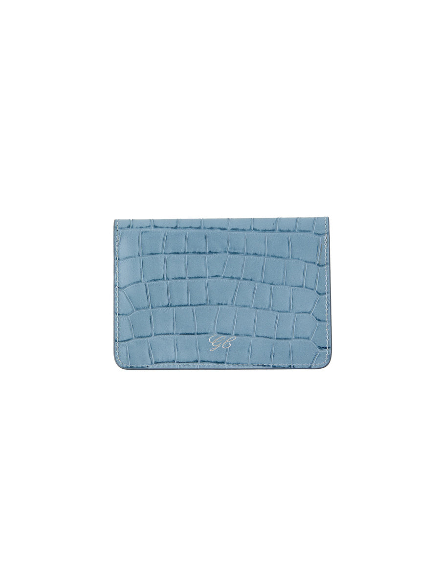 GLOWNY G Crack Leather Card Wallet (Blue)