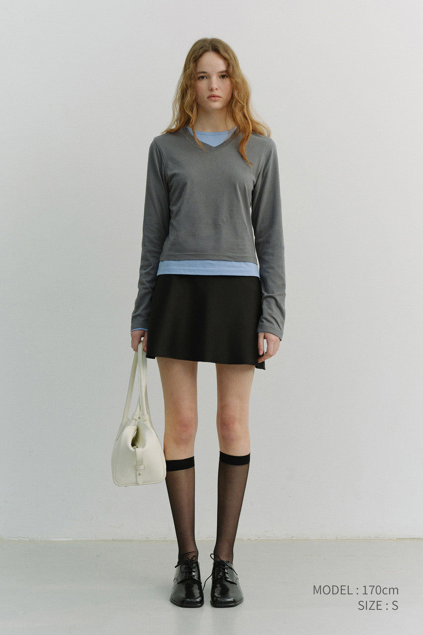 Dunst Essential Petit V-Neck T-Shirt Charcoal Grey