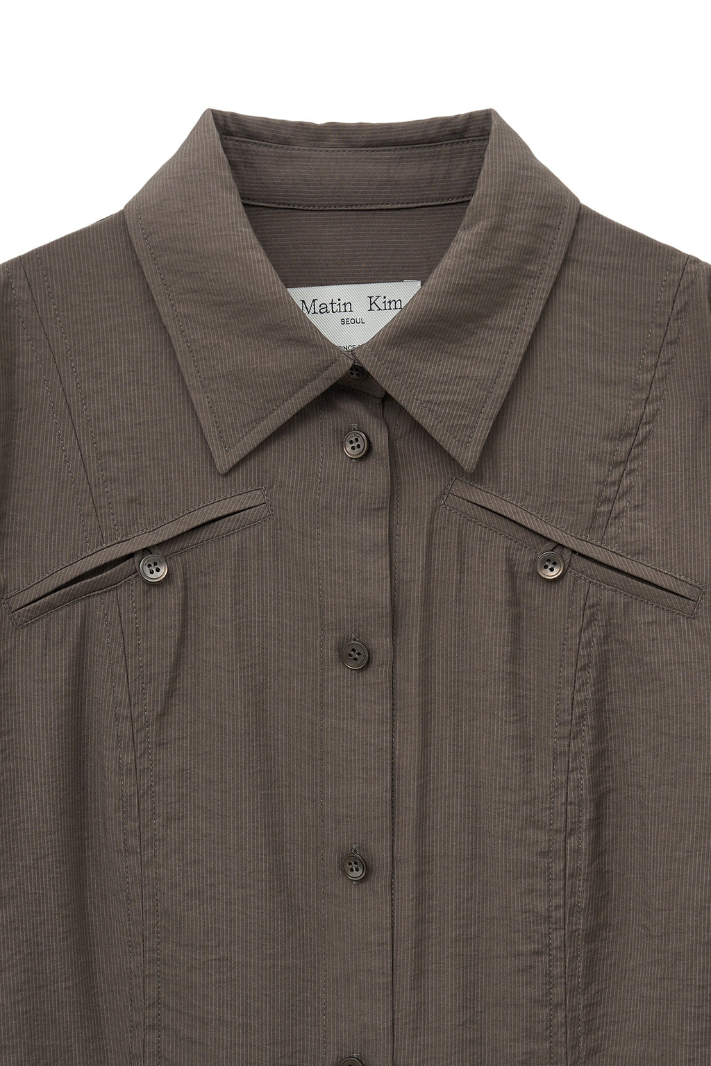 [matinkim] POCKET LINE POINT SHIRT IN BROWN