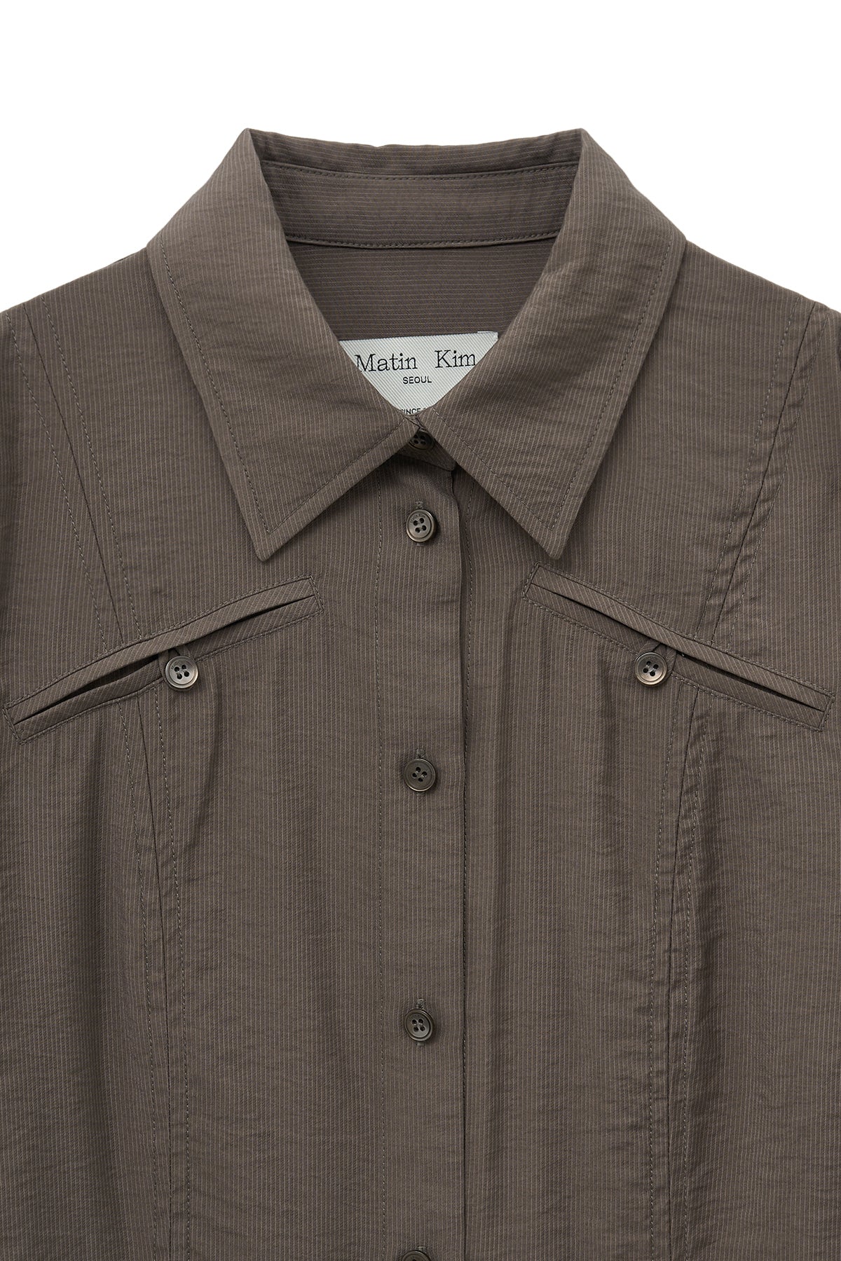 [matinkim] POCKET LINE POINT SHIRT IN BROWN