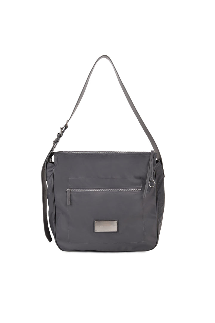 Matinkim Embossed Logo Fabric Shoulder Bag IN Charcoal