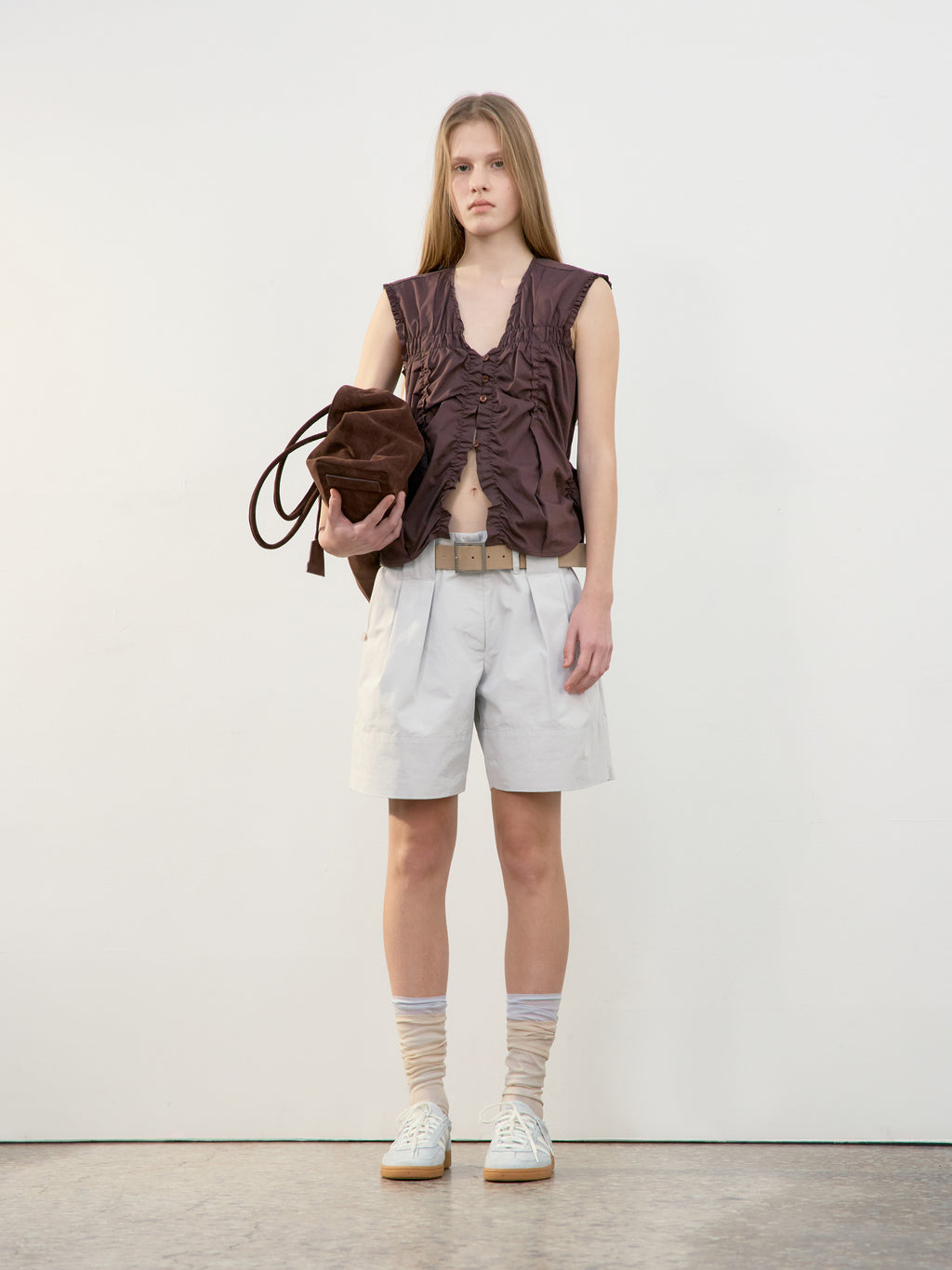 Low Classic Square Buckle Belt Beige