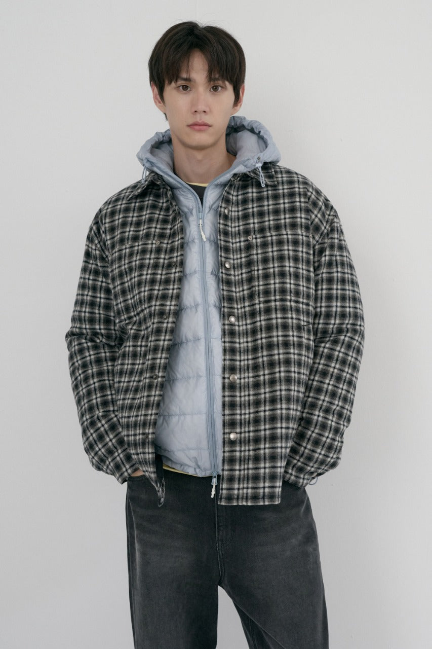 Dunst Unisex Quilted Flannel Shirt Black Check