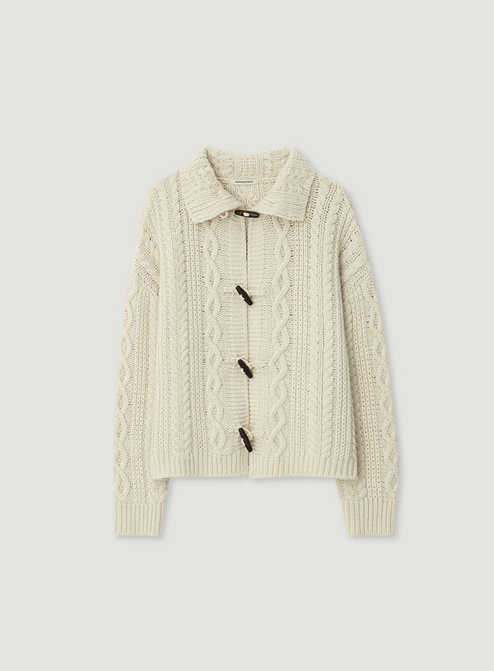 Mango Maniplease Toto Cable Cardigan Cream