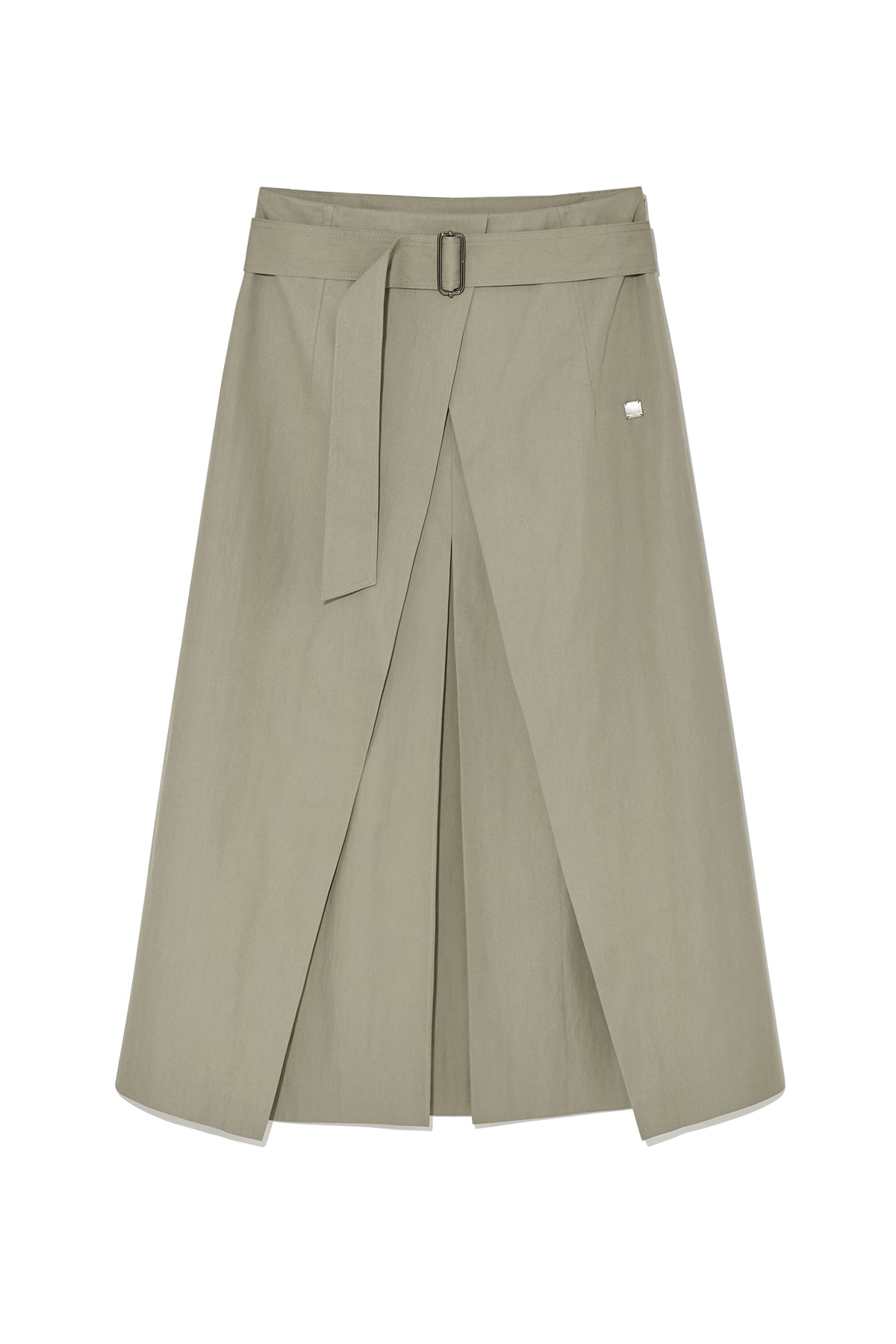 Matinkim A Line Pleats Belted Skirt IN Light Khaki