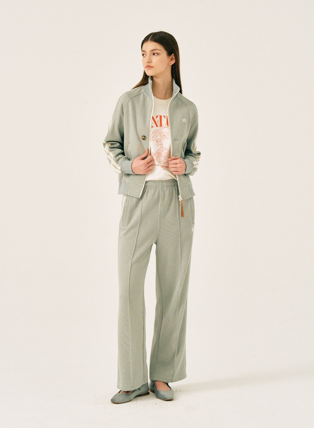 [satur] (W) Lawton All Day Track Zip-Up Jacket - Olive Mint