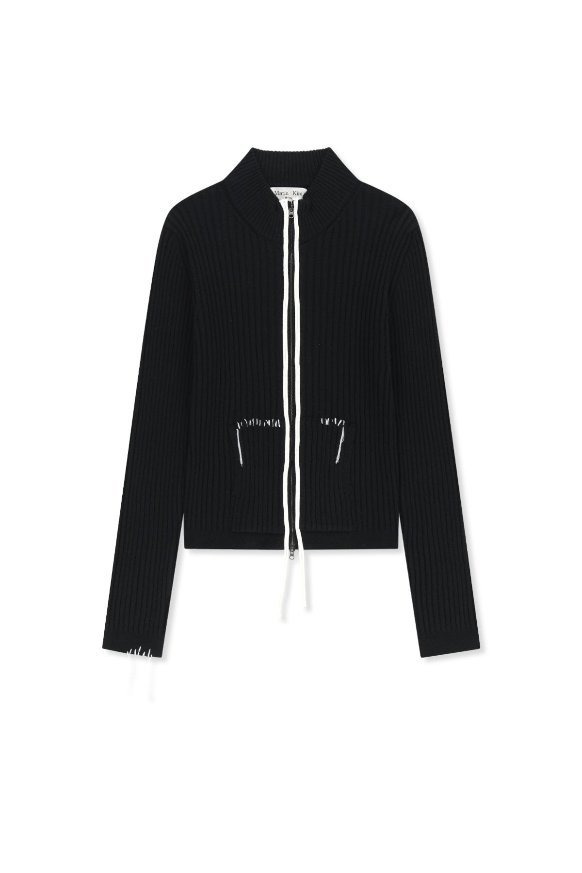 Matinkim Hand Stitch Slim Fit Knit Zip UP IN Black