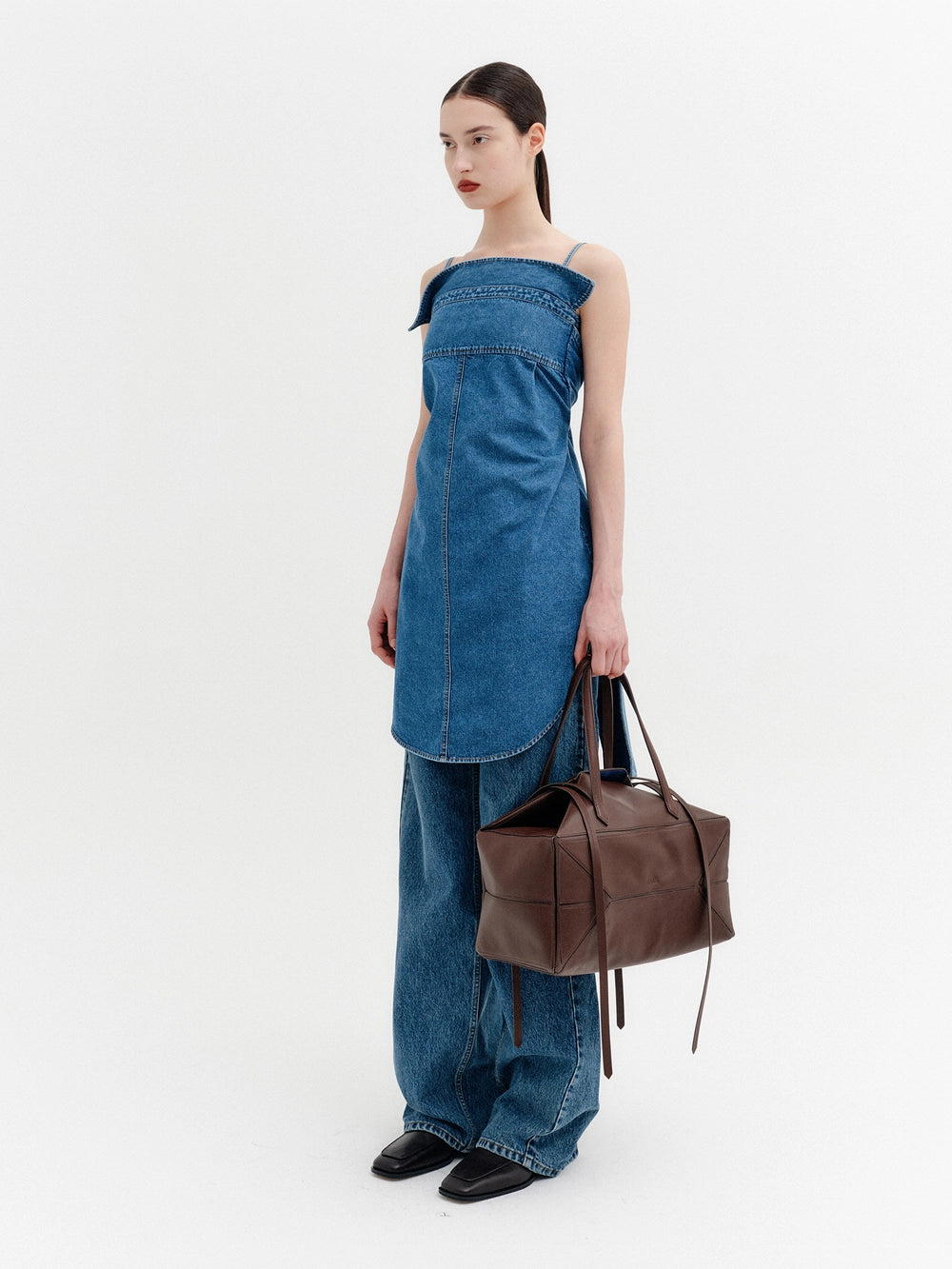 EENK Panel Line Denim Top - Denim Blue