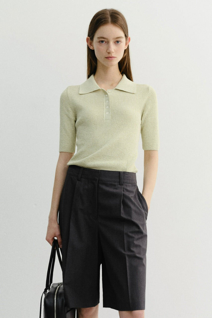 Dunst Buttoned Slim Polo Knit Mint