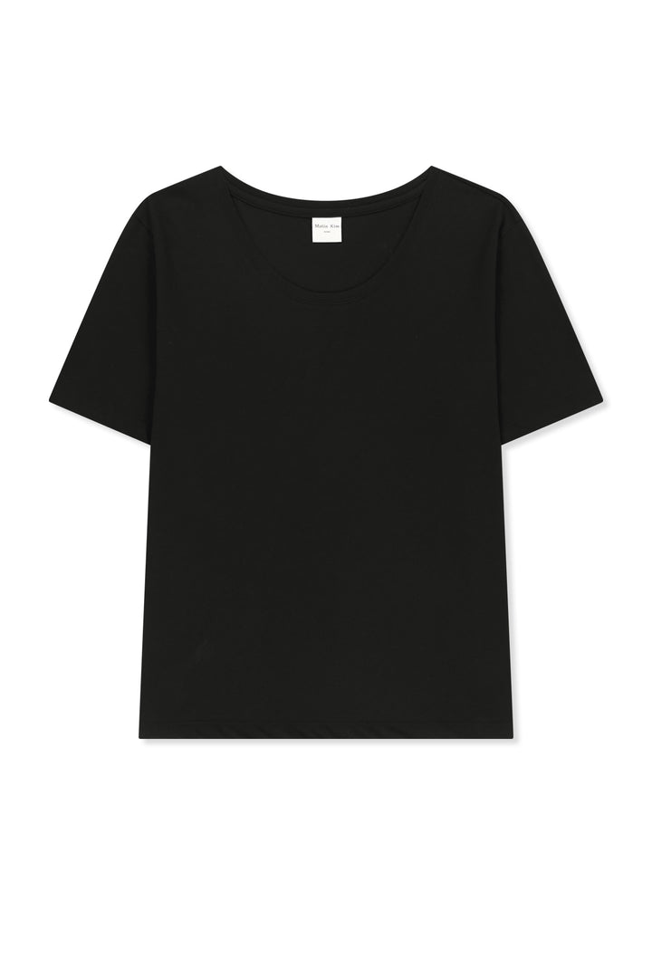 Matinkim Label Point U Neck Top IN Black