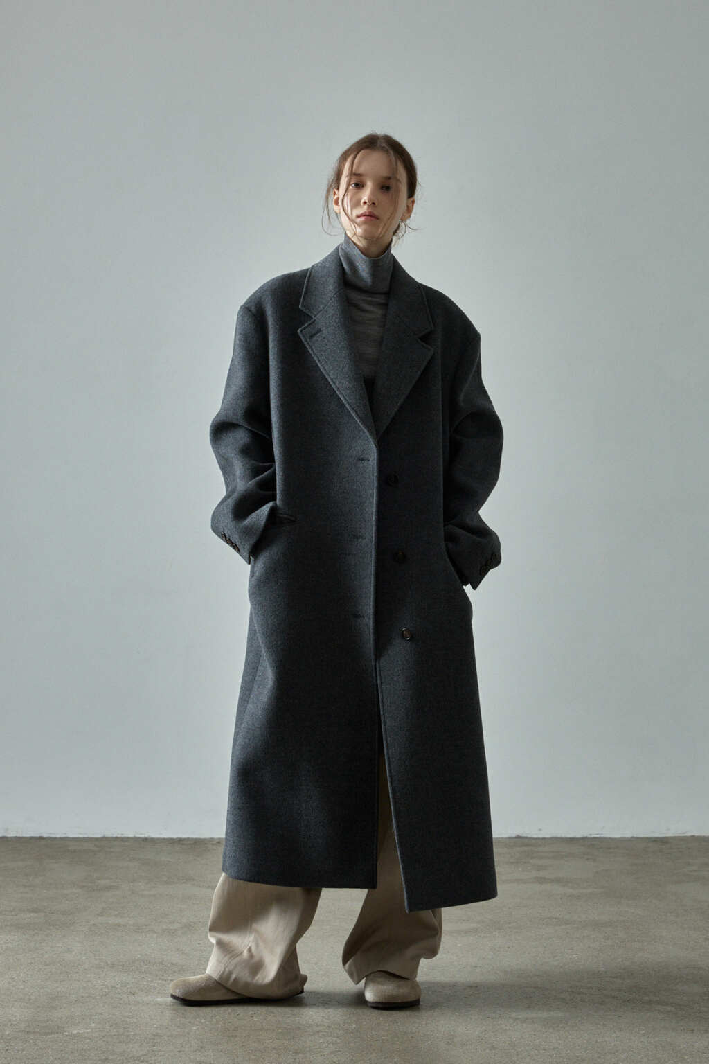 Facade Pattern Cashmere Single Coat charcoal