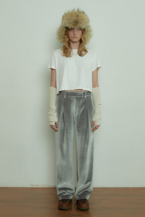 Overdueflair Velvet Low Wide Pants Silver