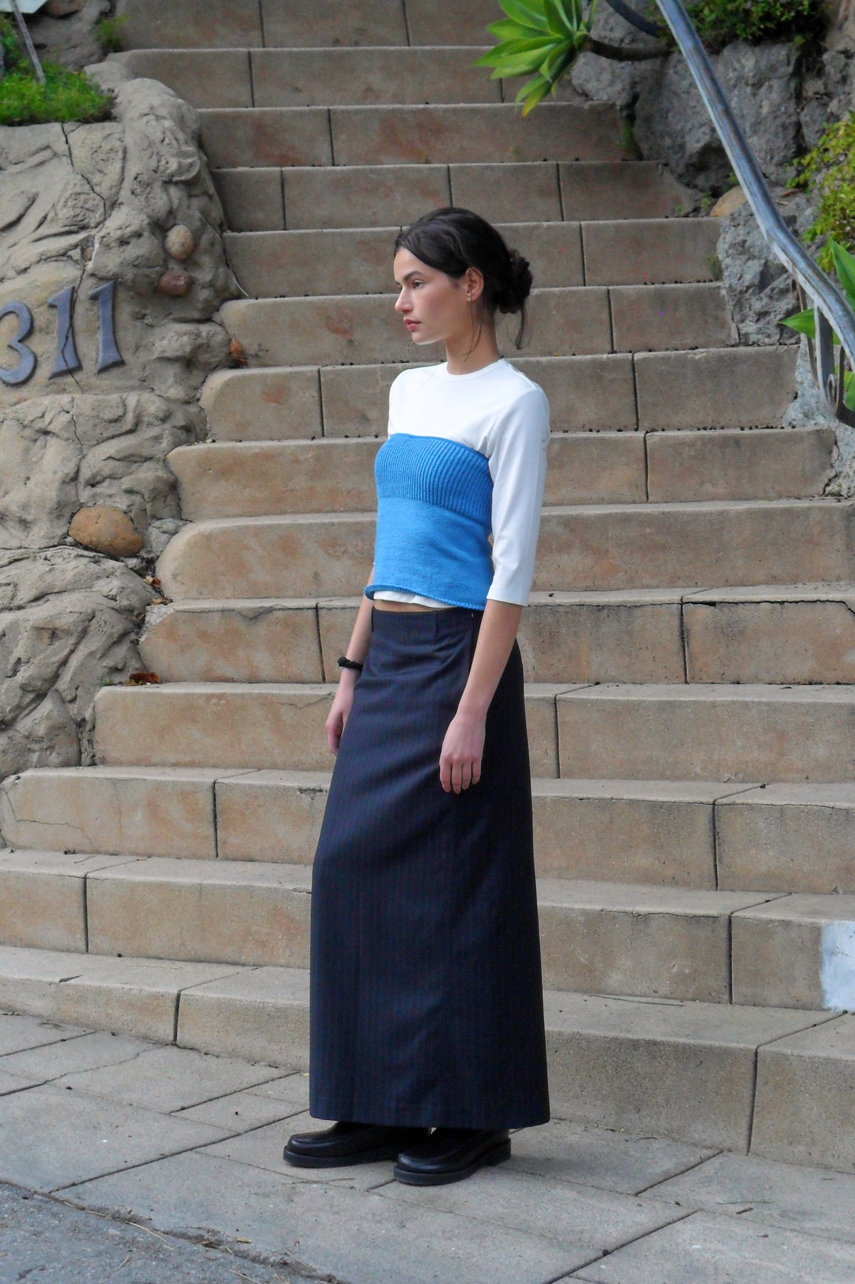 Low Classic Cotton Zip-Up Mini Top Blue