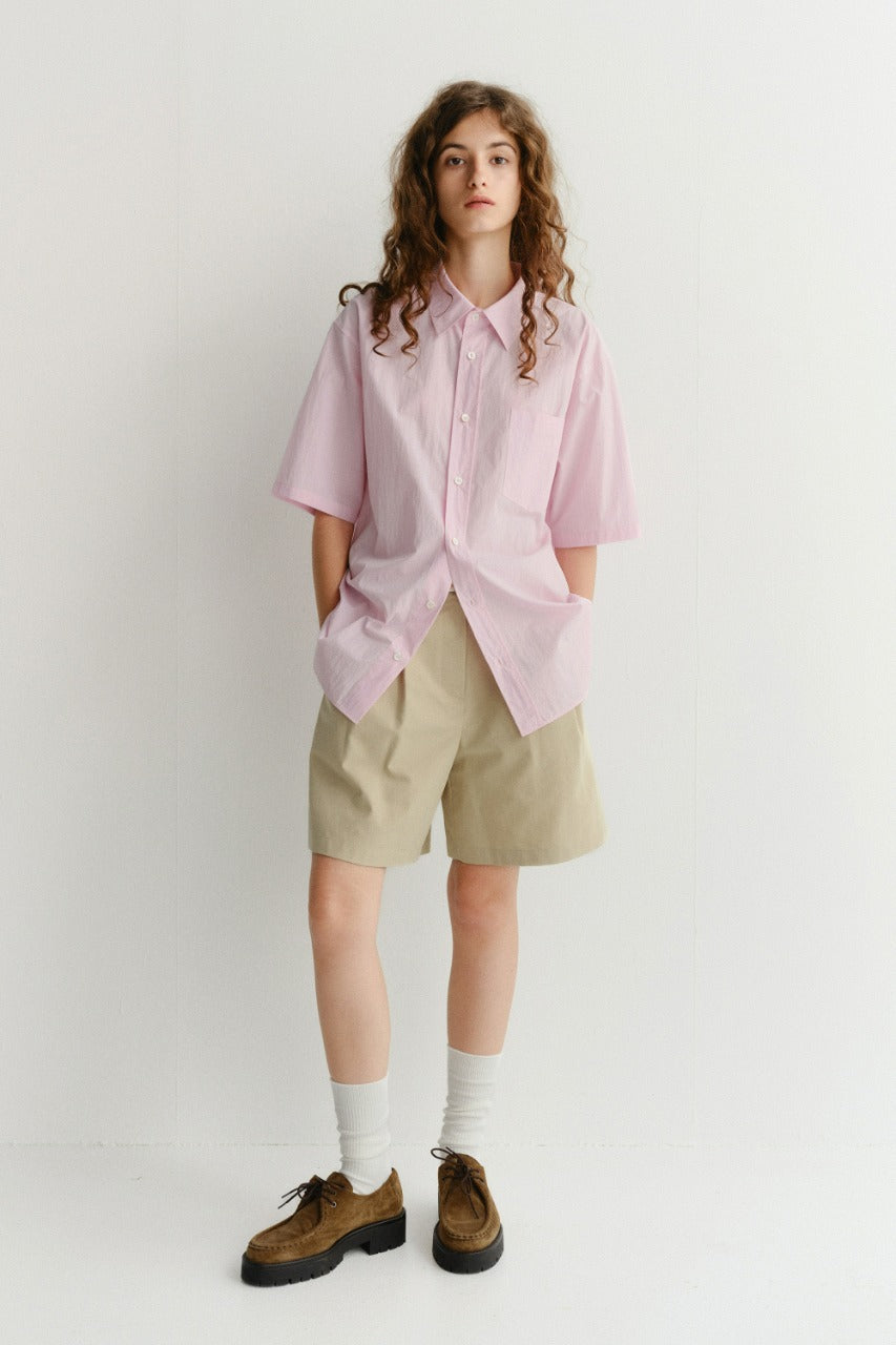 Dunst Unisex Oversized Half Sleeve Shirt Soft Pink