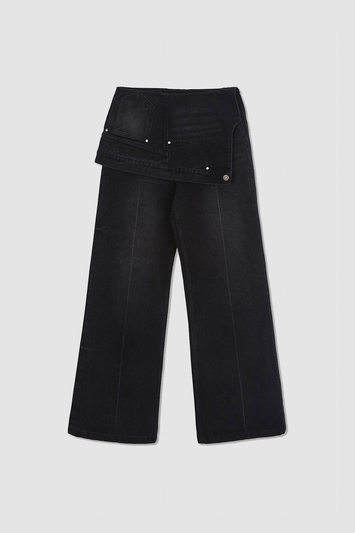 Matinkim Upside Down Layered Denim Pants IN Black