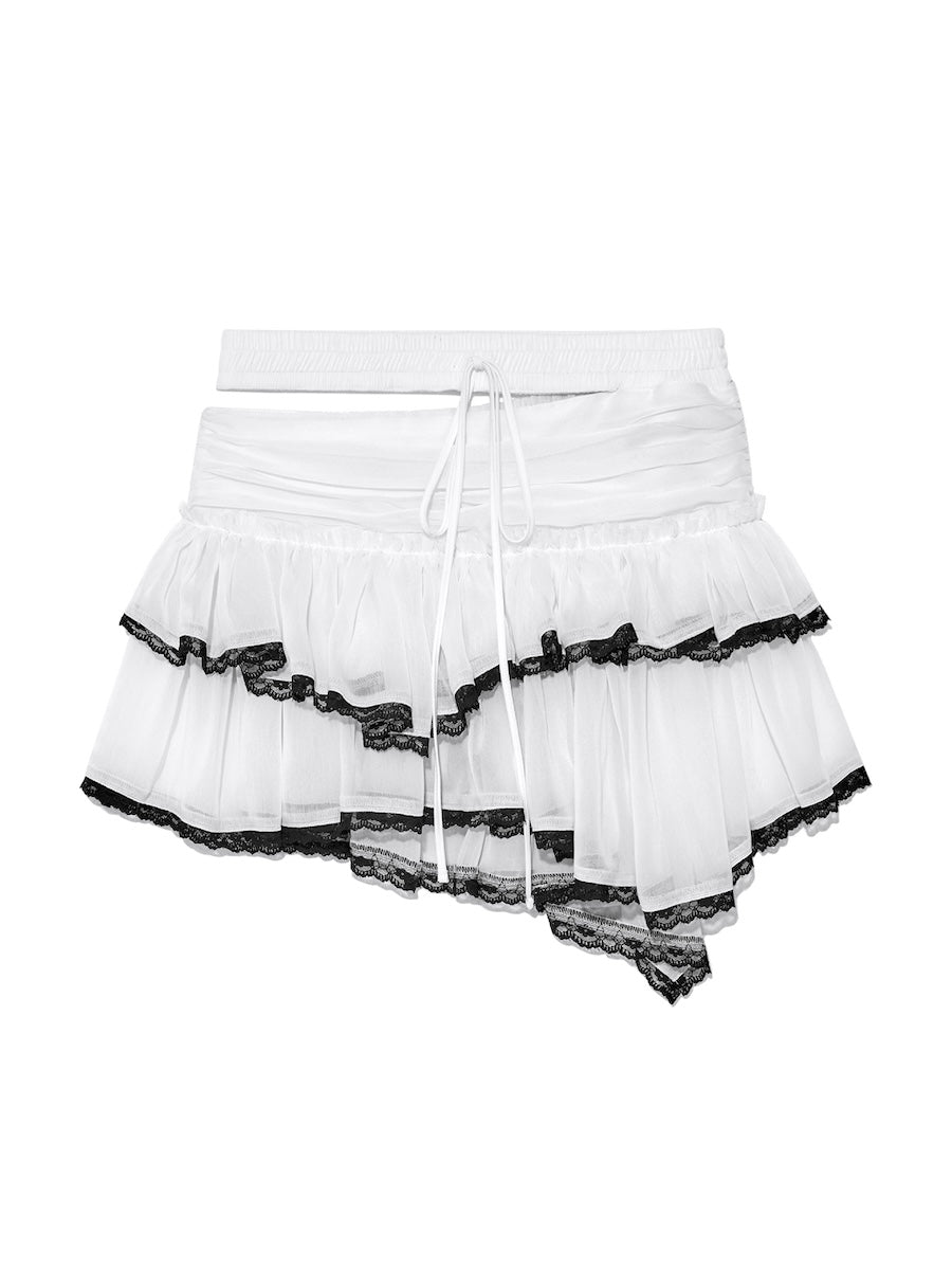 GLOWNY Angel Palm Midi Skirt (White)