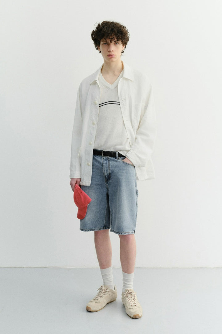 Dunst Classic Carpenter Denim Shorts Light Blue