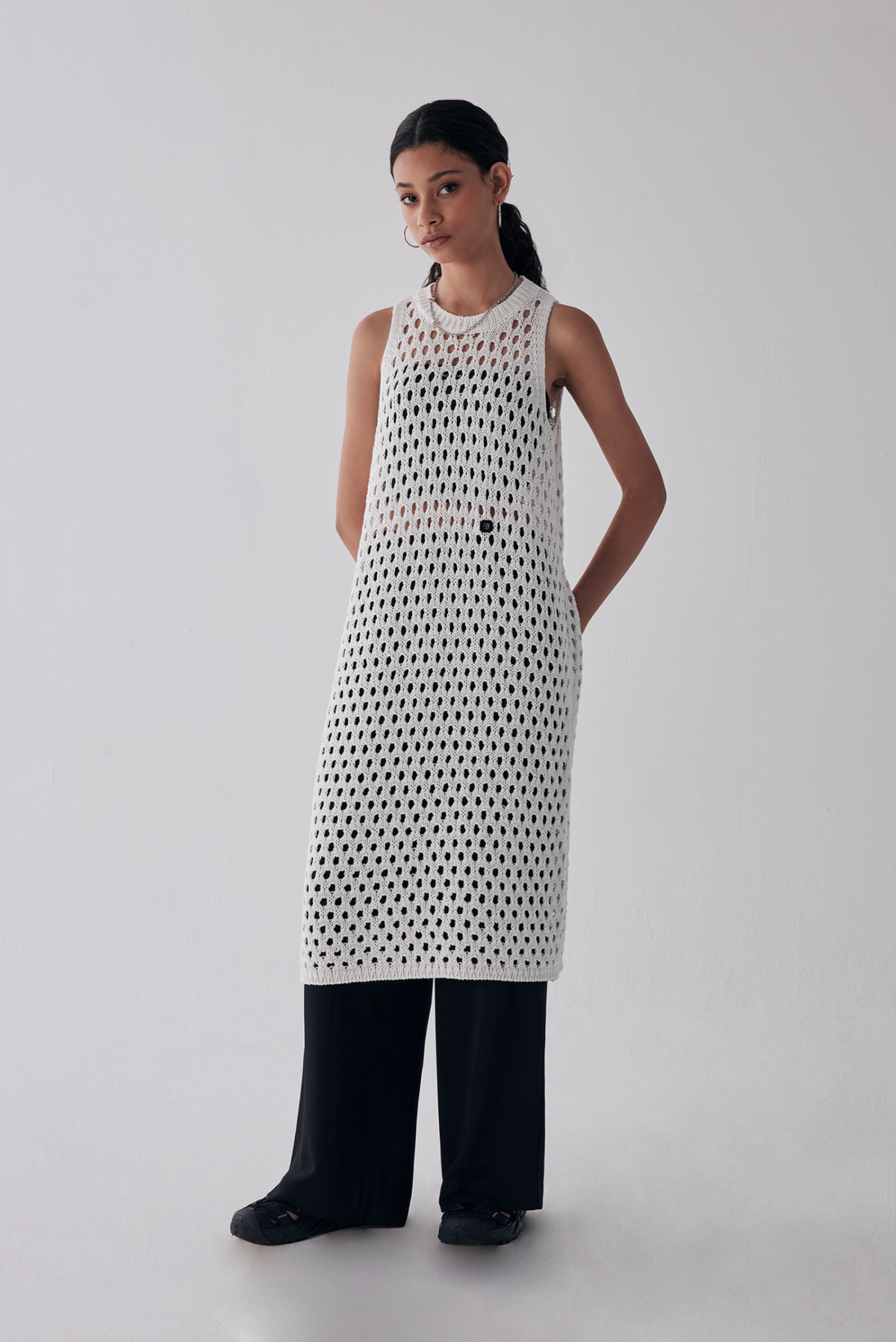 Treemingbird Crochet Knit One-piece(Renewal Ver.) White