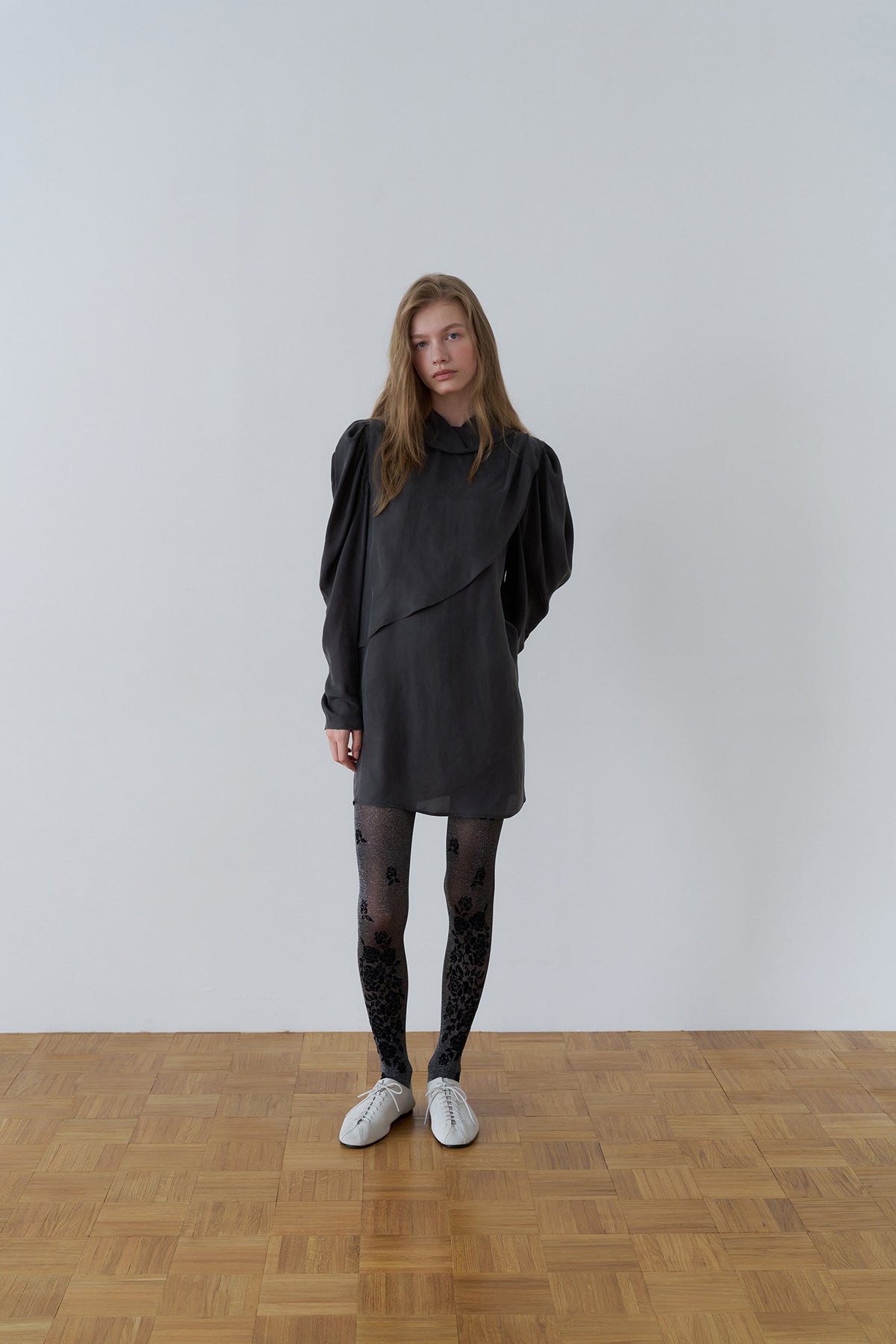 Overdueflair Cupra Draped Mini Dress Charcoal