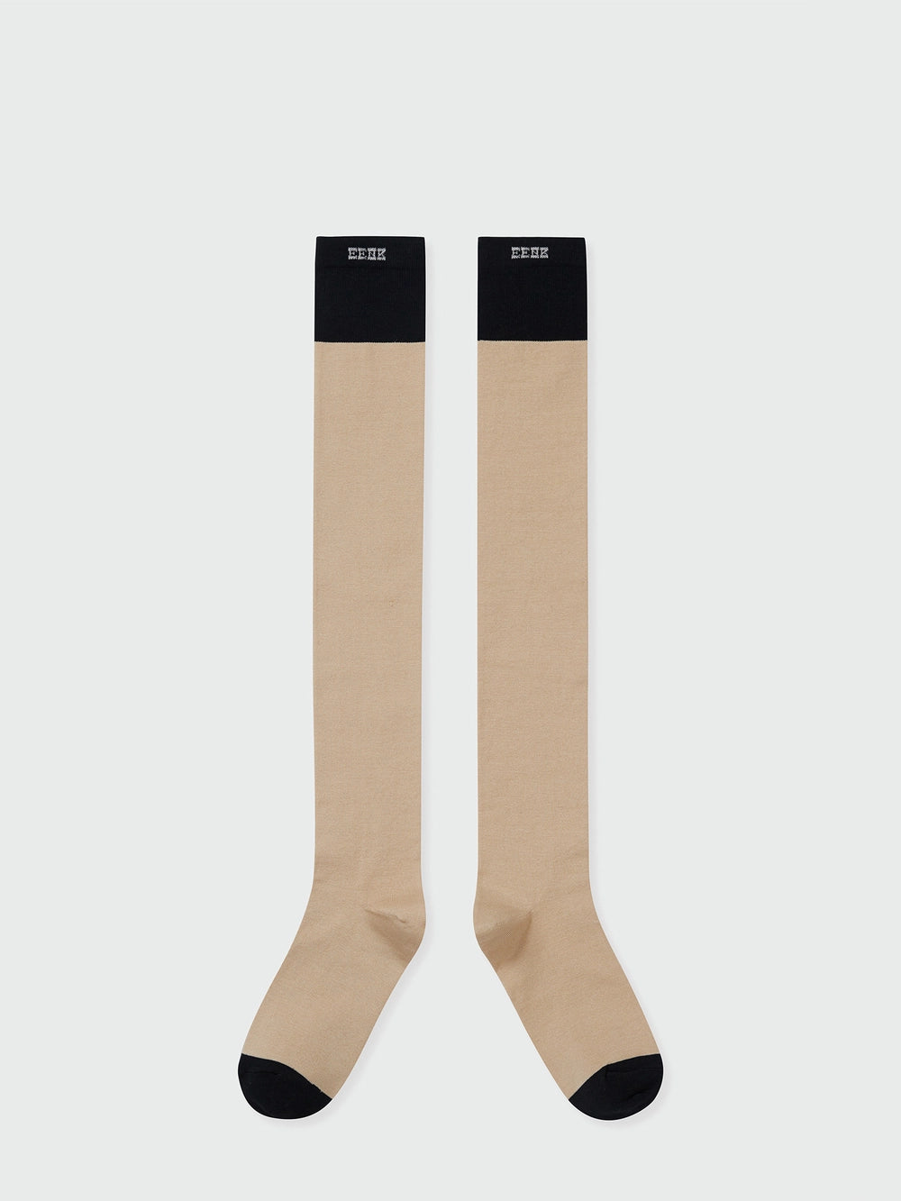 EENK Contrast Over-the-Knee Socks - Beige