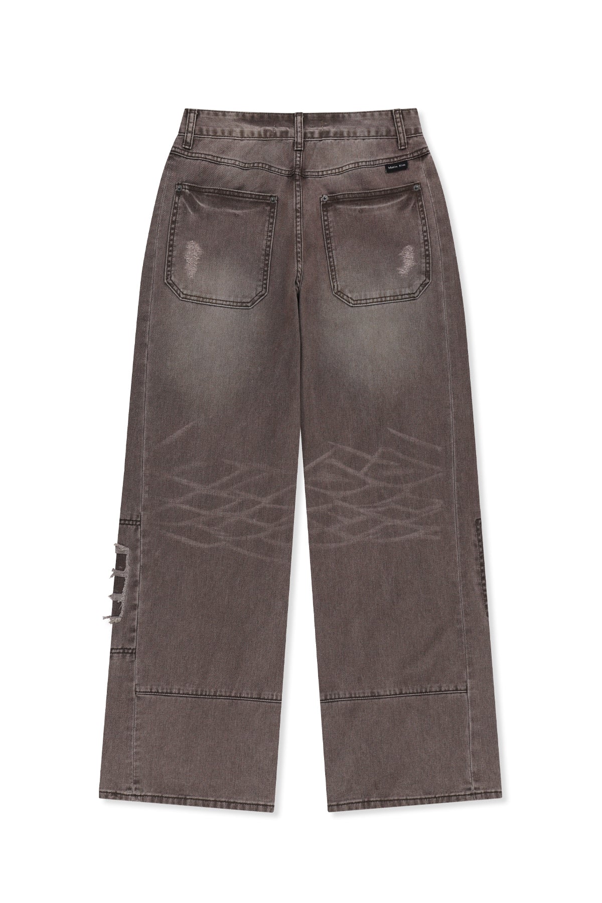 Matinkim Shadow Distressed Wide Denim Pants IN Brown