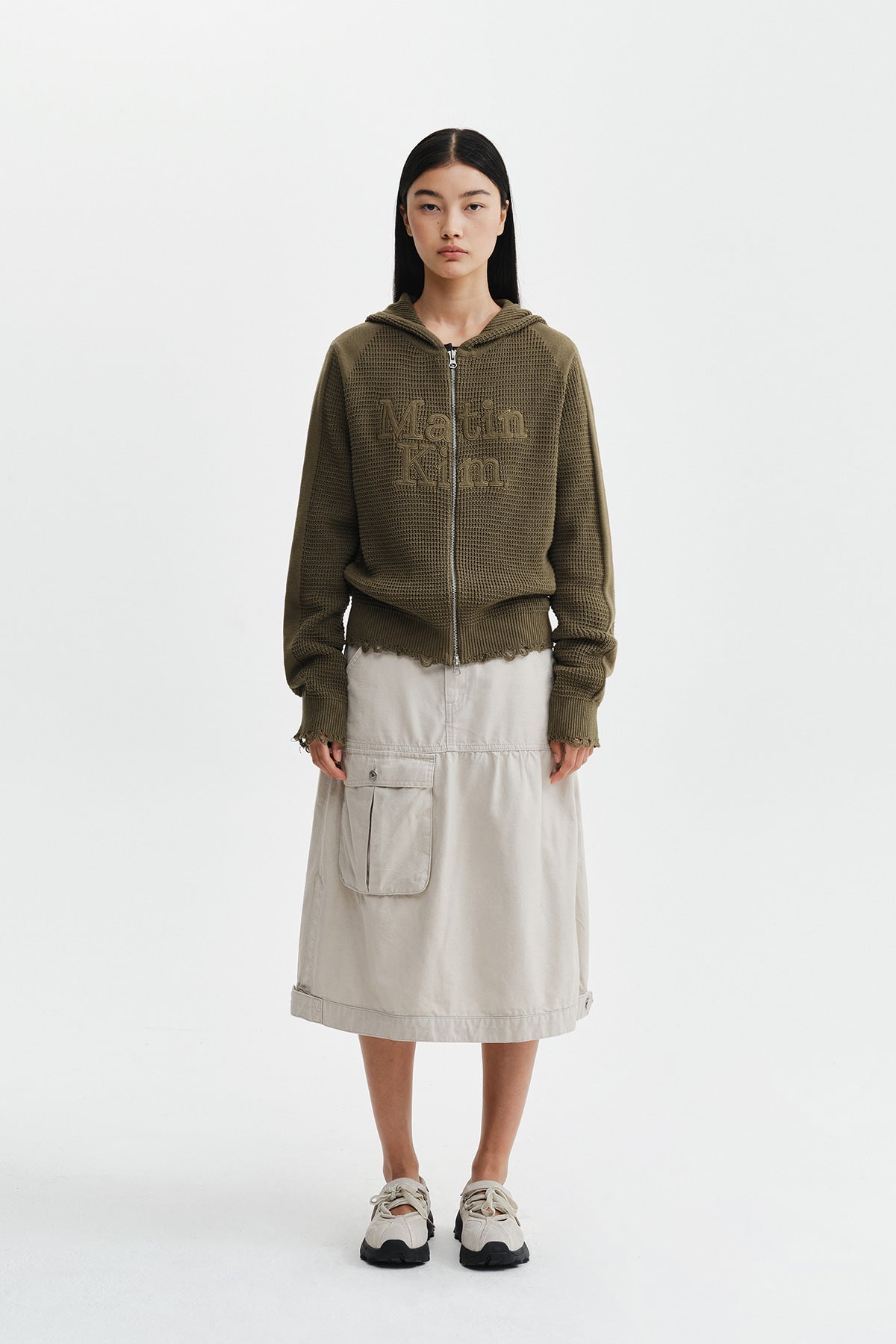 Matinkim Vintage Pocket Midi Skirt IN Light Beige