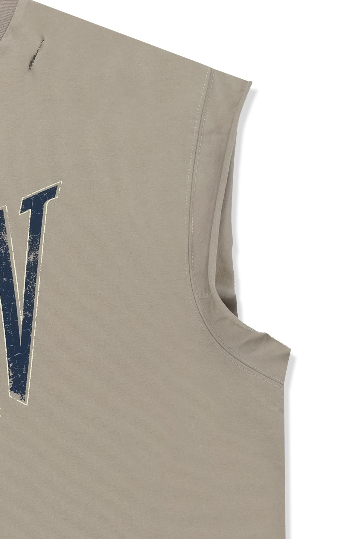 Matinkim Raw Edge Cut Out Sleeveless Top For Men IN Beige