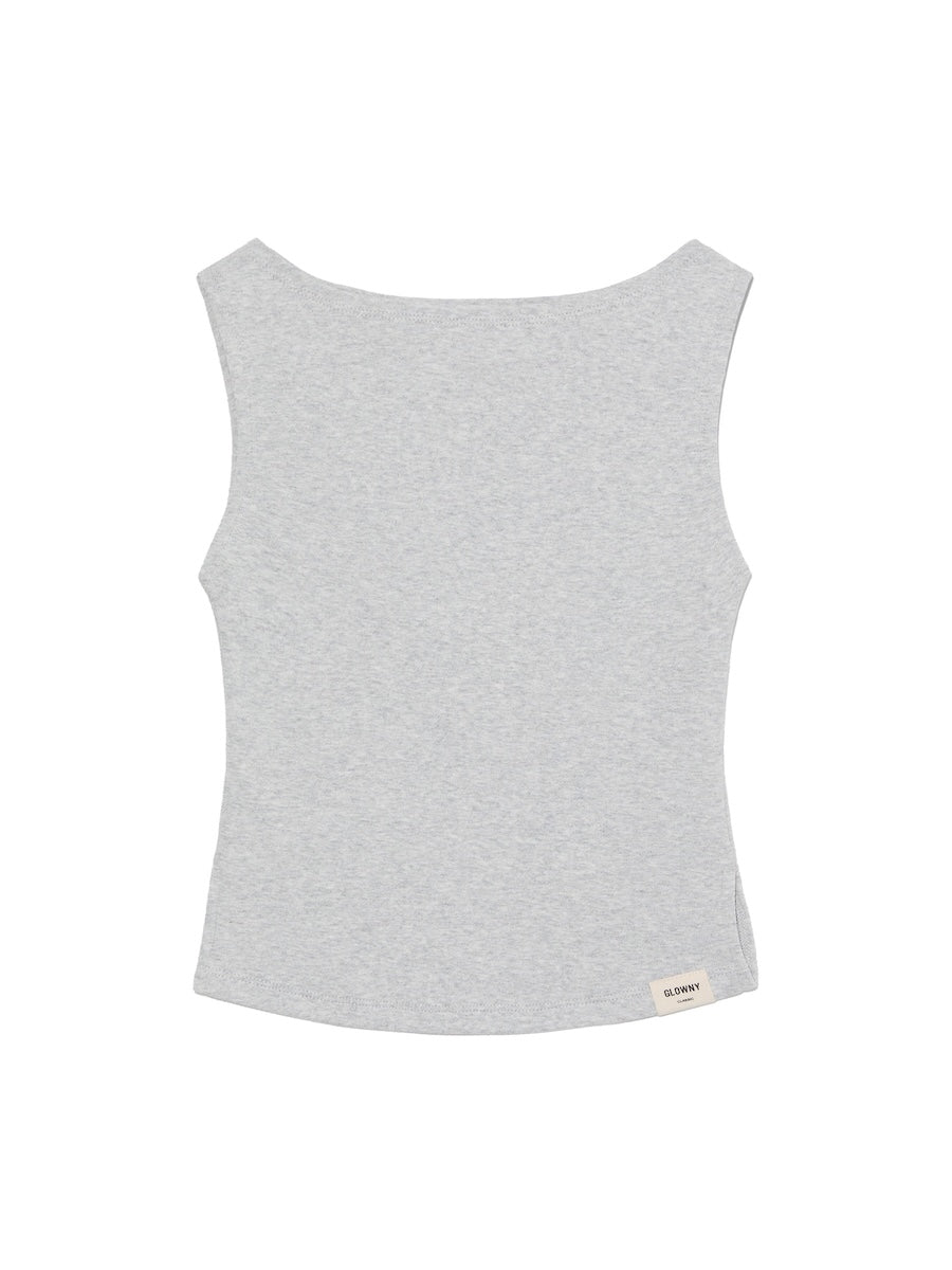 GLOWNY G Slit Sleeveless Top (Melange Gray)