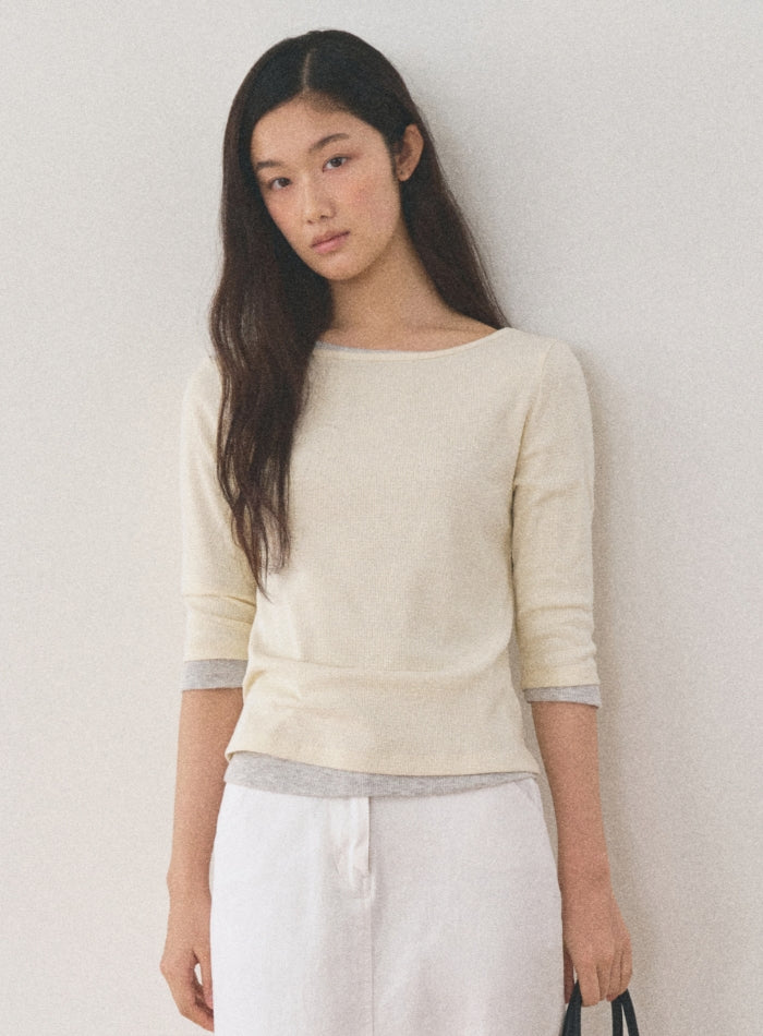 Mango Maniplease Croffle Slim Tee Creamy Lemon