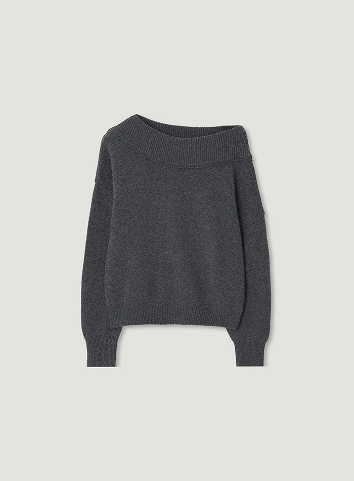 Mango Maniplease Dewy Off Shoulder Knit Deep Grey