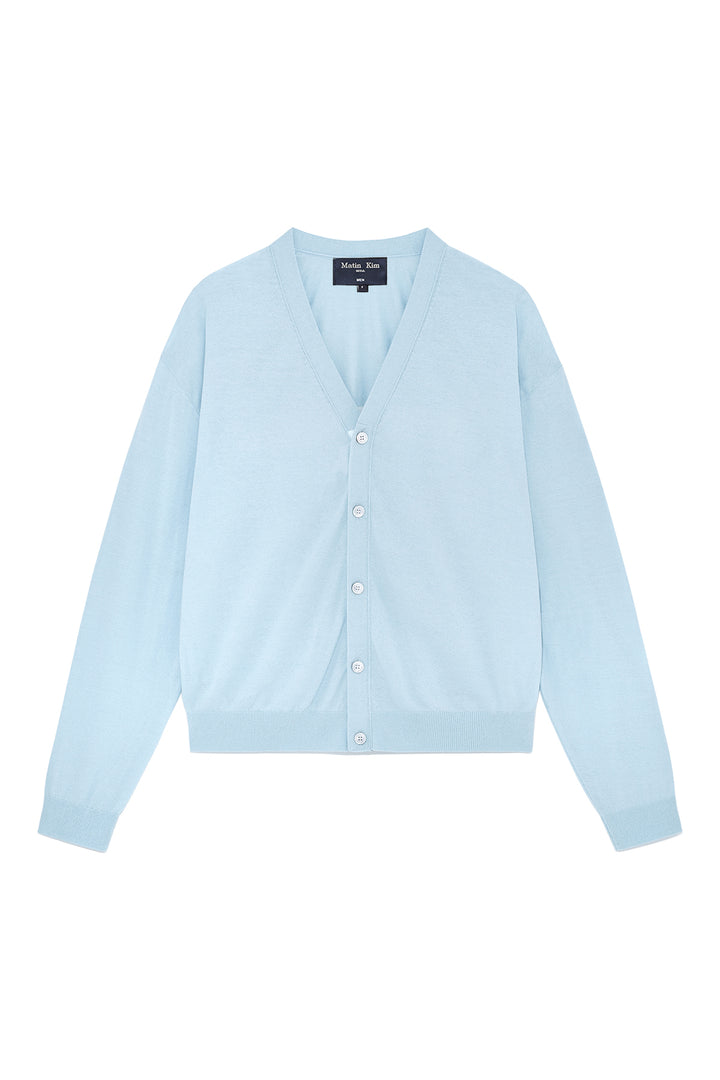 Matinkim Back Logo See Through Cardigan For Men IN Sky