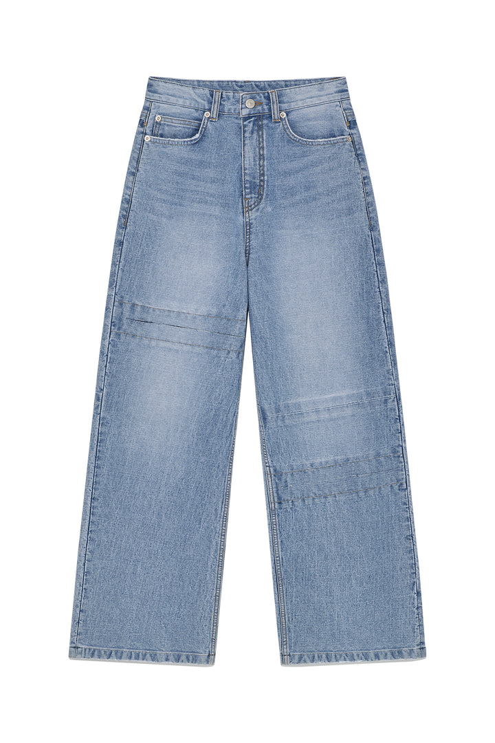 Matinkim Unbalance Cut Point Denim Pants IN Blue