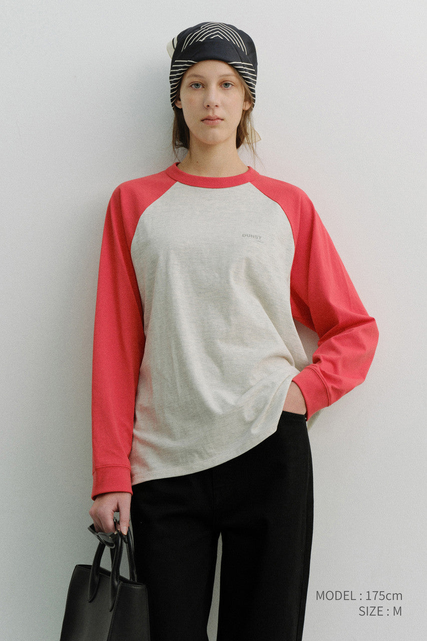 Dunst Unisex Raglan T-Shirt Red Oatmeal Melange