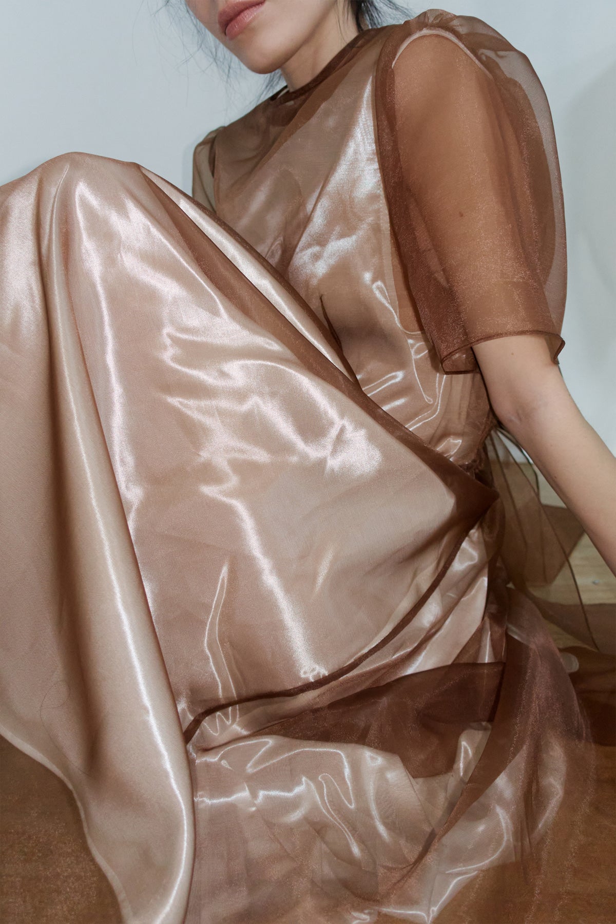 Overdueflair Signature Organza Dress Brown/White