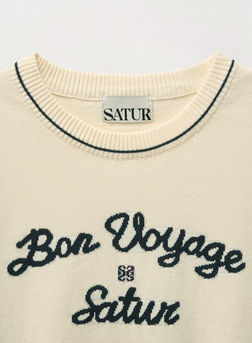 [satur] (W) Bon Voyage Puff Knit - Cream Navy