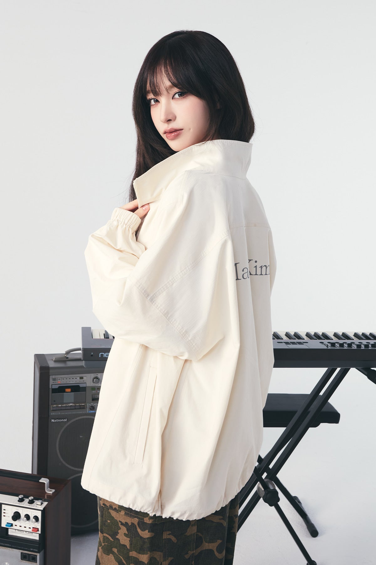 Matinkim Back Logo High Neck Jumper IN Cream