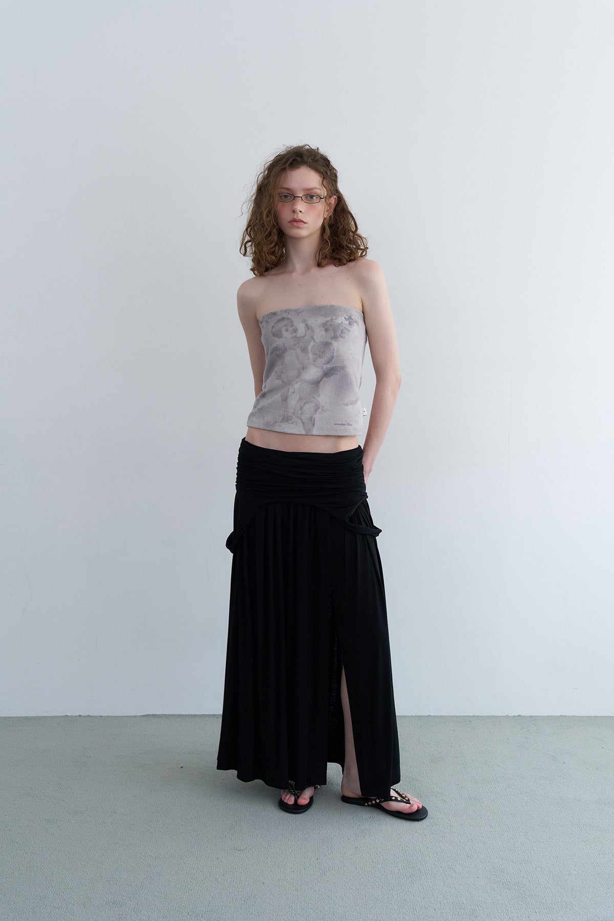 Overdueflair Draped Turn Over Skirt Black