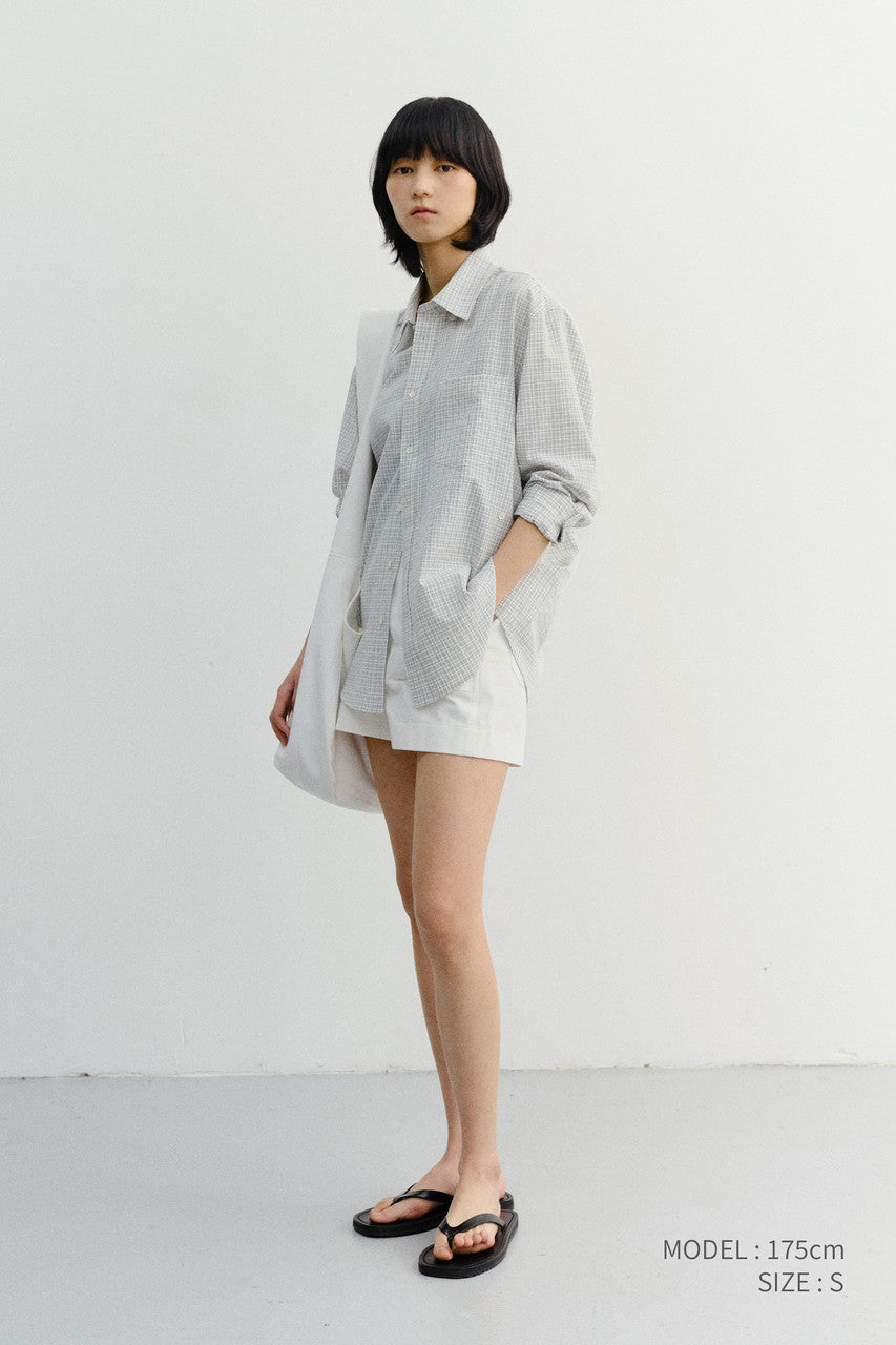 Dunst Unisex Seersucker BD Shirt Ivory Check