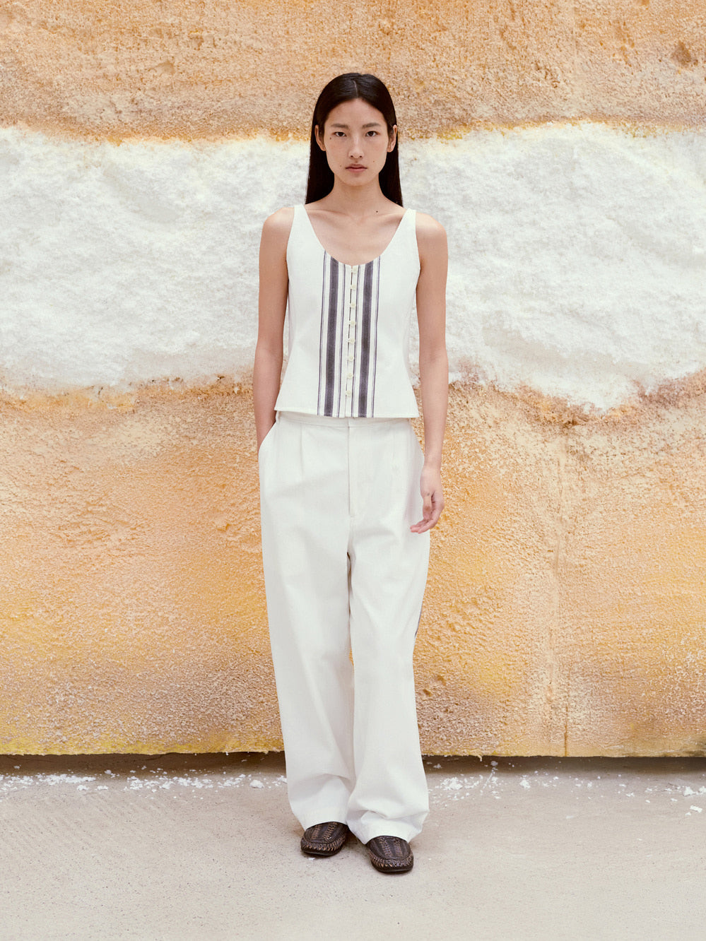 [Low Classic] Drawstring Cotton Pants_Grey Stripe