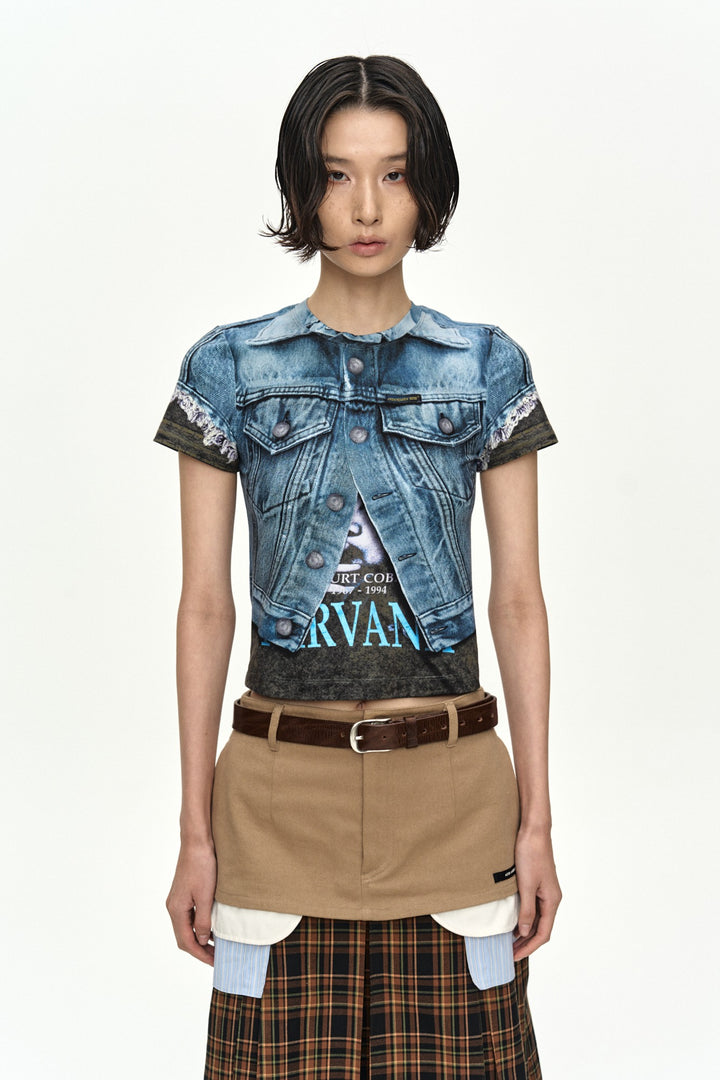Andersson Bell Rvan Denim Vest Printed T-Shirt