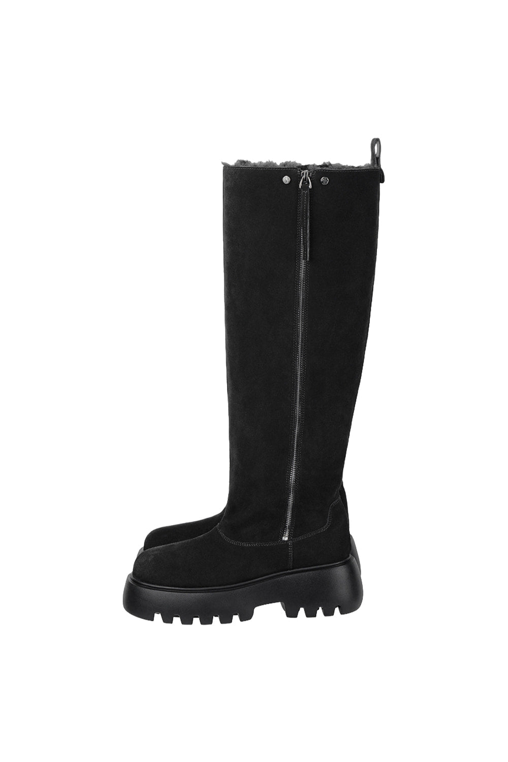 Treemingbird Flatform Suede Long Boots Black